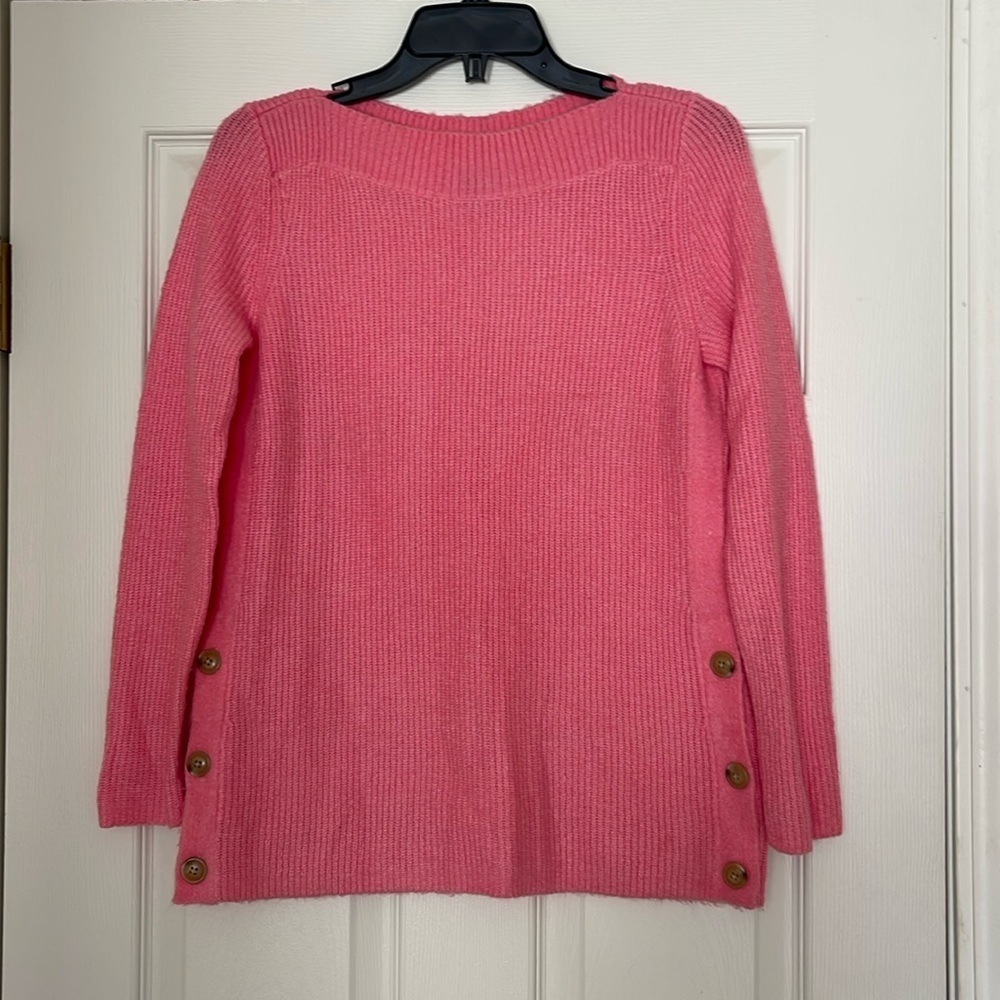 Talbots -,boat neck pull over sweater with side buttons - soft knit - size Sp